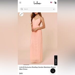 Lulus Rooftop Garden Backless Peach Maxi Dress